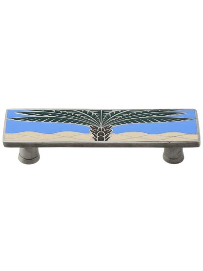 Royal Palm Enameled Horizontal Pull in Ant Pewter/Periwinkle.